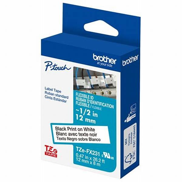 Cinta Brother TZe-FX231 12 mm Flexible Negro sobre Blanco