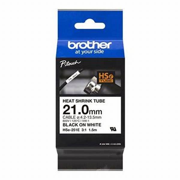 Cinta Termocontraíble Brother HSe-251E Negro sobre Blanco