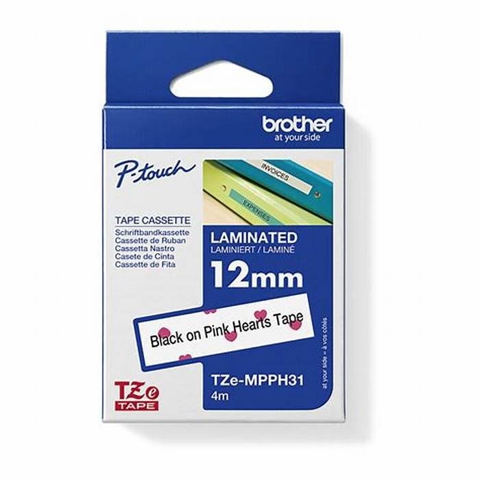 Cinta Brother TZe-MPPH31 12 mm Corazones Rosa