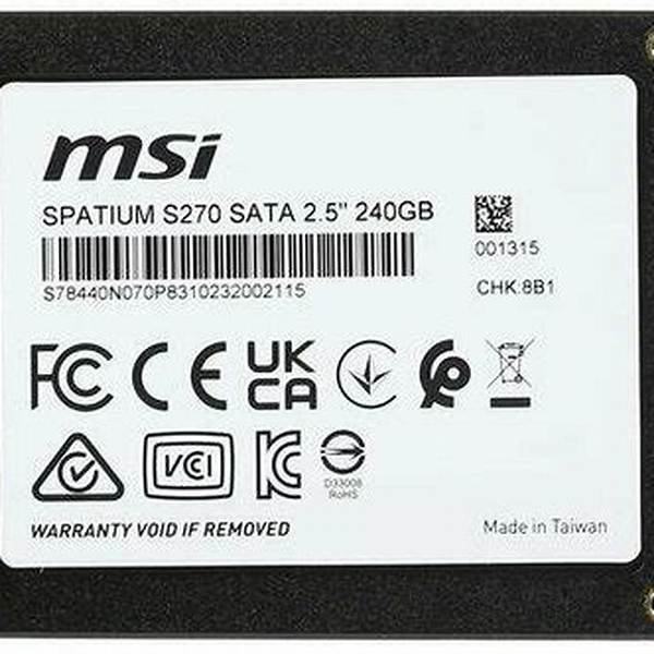 SSD 240GB MSI Spatium S270 Sata 6.0GB/S
